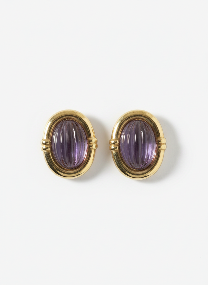 Orecchini vintage Valentino eggplant