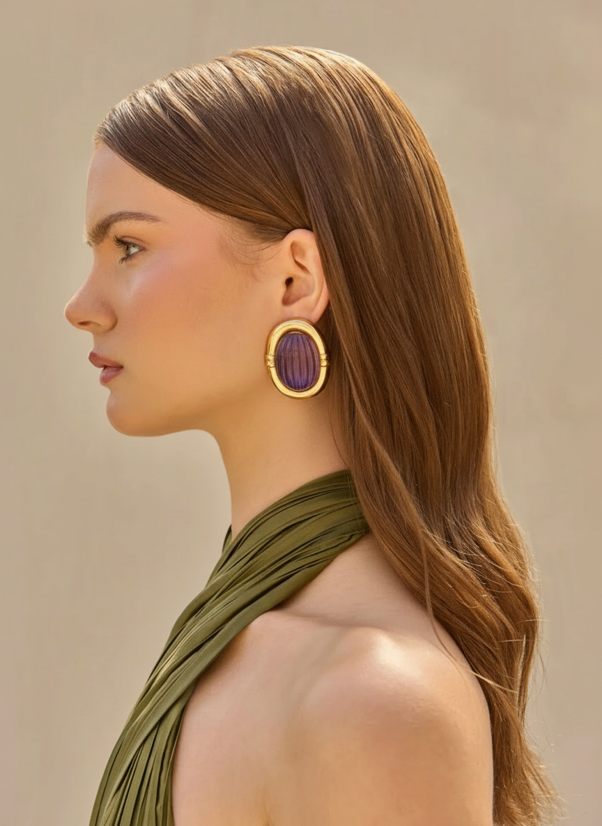 Orecchini vintage Valentino eggplant