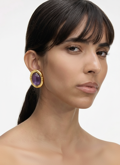 Orecchini vintage Valentino eggplant