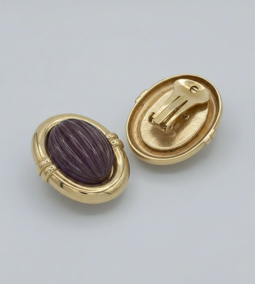 Orecchini vintage Valentino eggplant