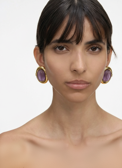 Orecchini vintage Valentino eggplant